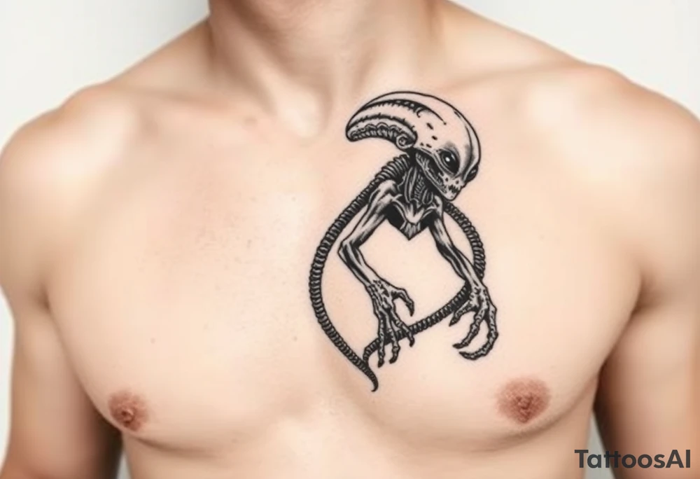 Alien on stomach tattoo idea