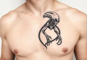 Alien on stomach tattoo idea