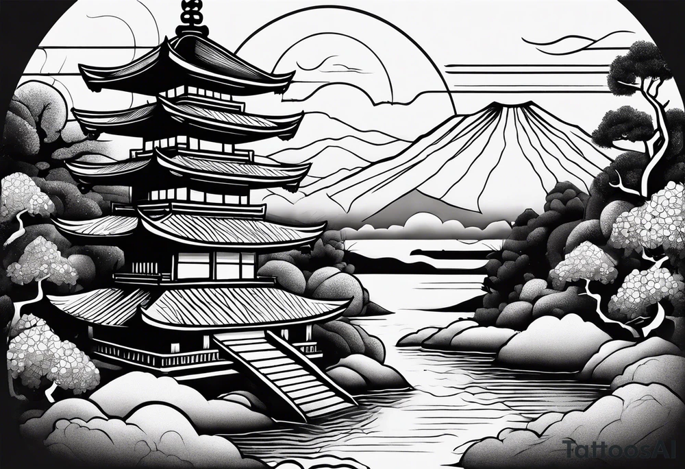 Design a tattoo based on a Japanese sand garden tattoo idea