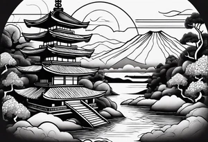 Design a tattoo based on a Japanese sand garden tattoo idea