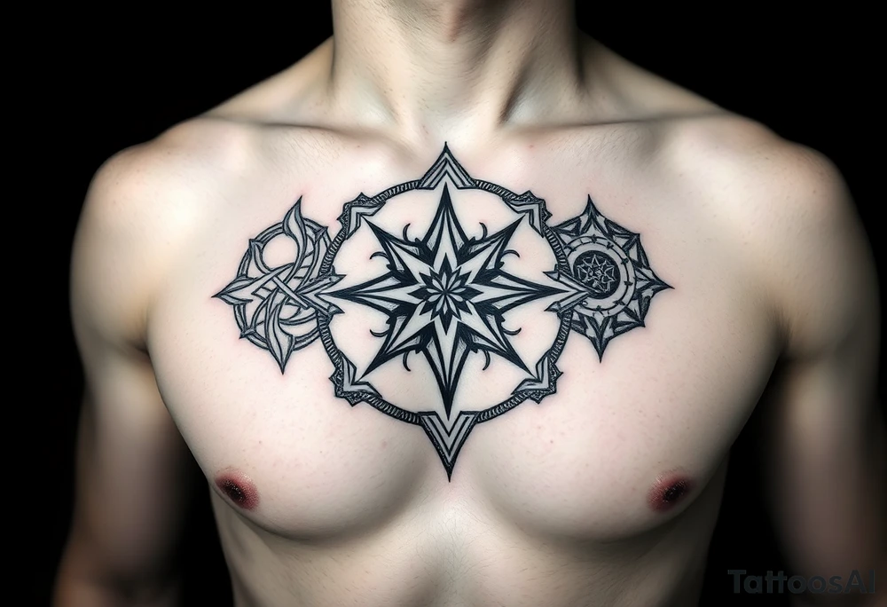 Four elements geometric tattoo idea
