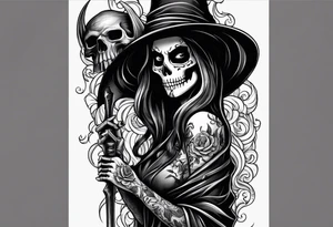 lady skeleton grim reaper satan tattoo idea