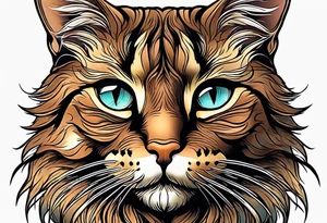 brown cat only head tattoo idea