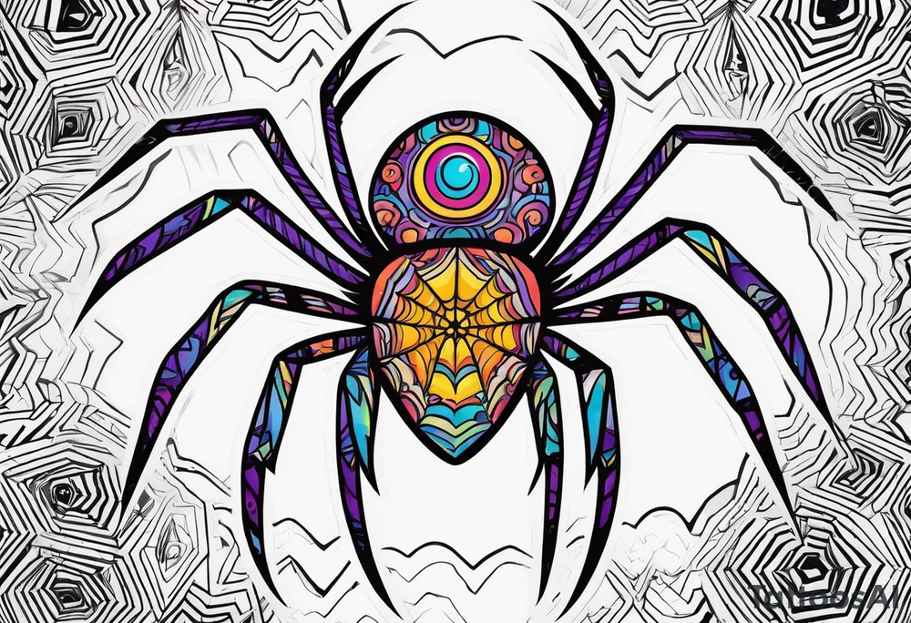 a psychedelic spider tattoo idea