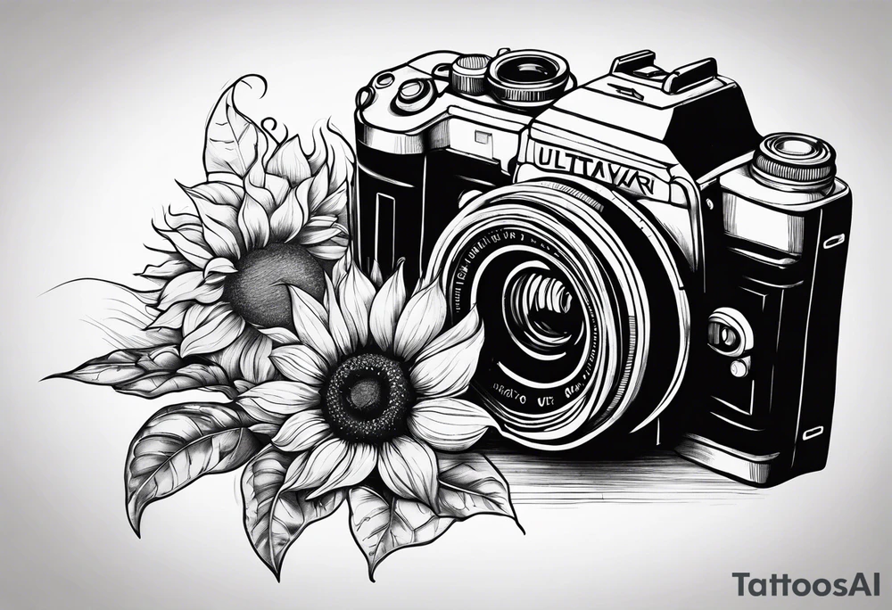 Sunflower, book, camera tattoo idea