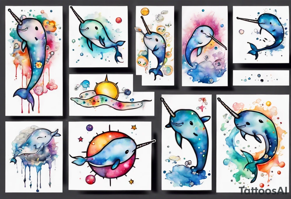 a sad narwhal tattoo idea