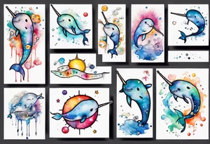 a sad narwhal tattoo idea