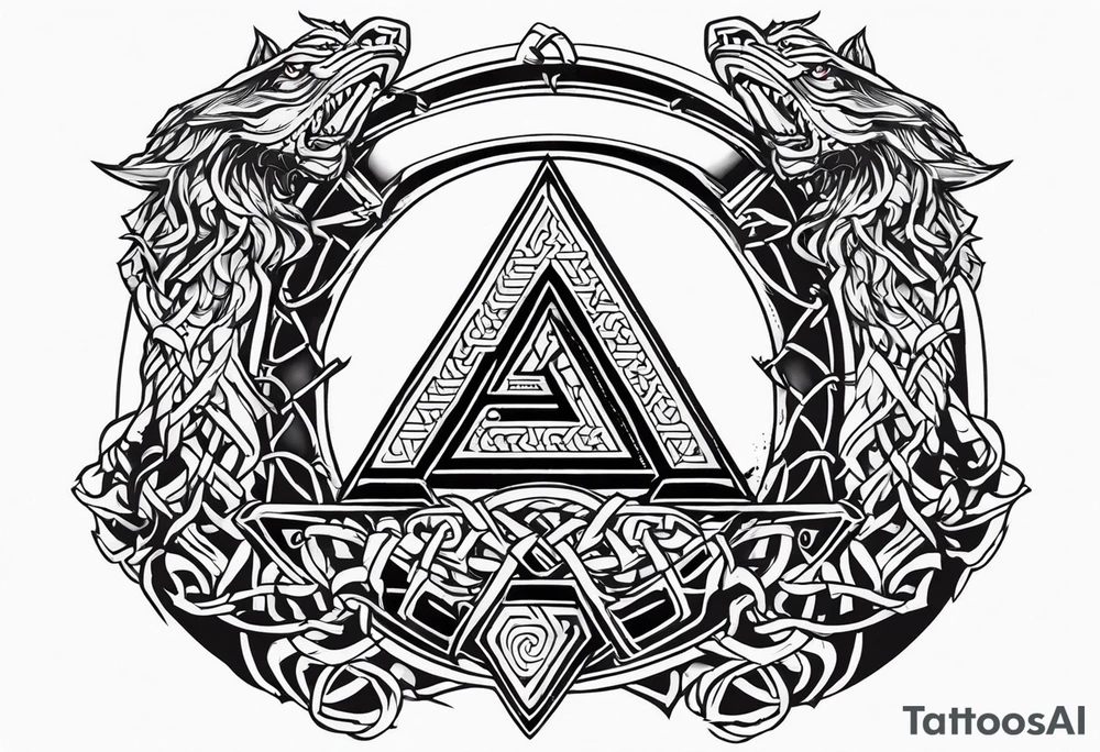 Valhalla sword shield dragon axe Valknut barbed wire chains tattoo idea