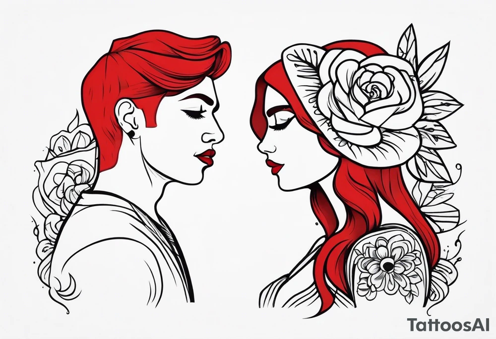 Couple's tattoos red head and mexican tattoo idea