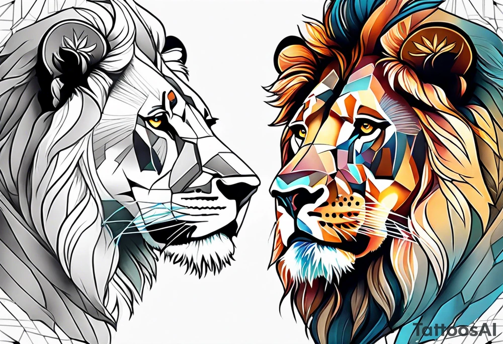 lion and lioness tattoo idea