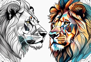 lion and lioness tattoo idea