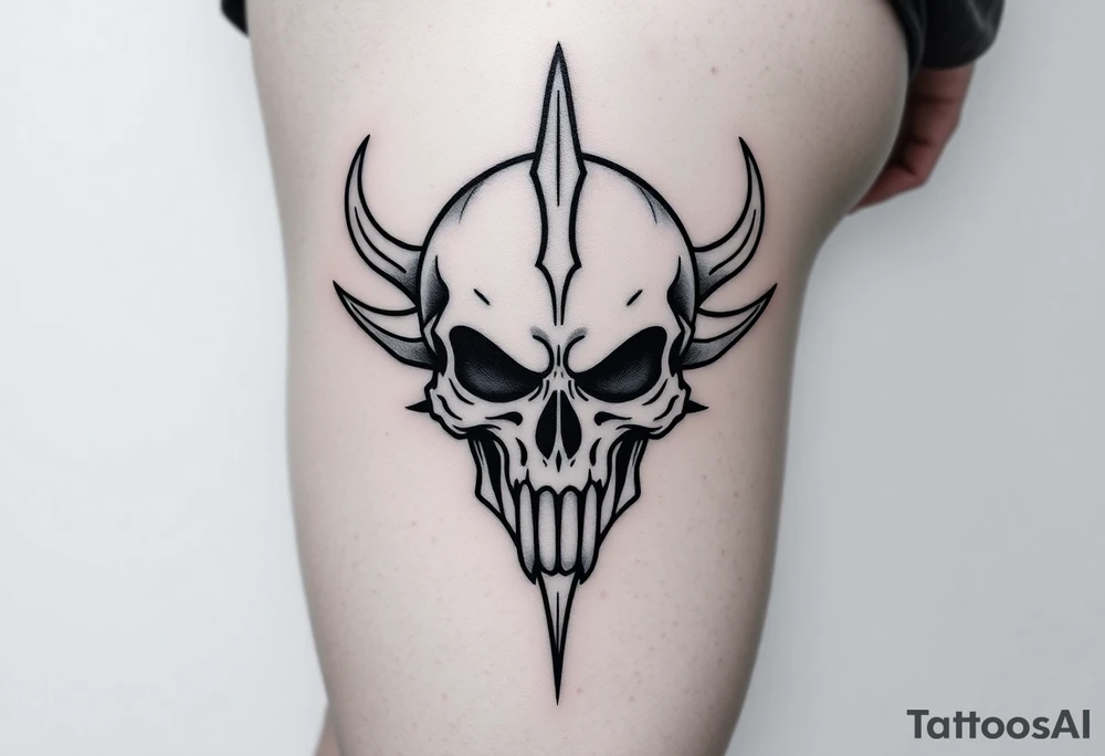Skull back Peace 
For men black outline tattoo idea