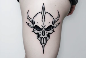 Skull back Peace 
For men black outline tattoo idea