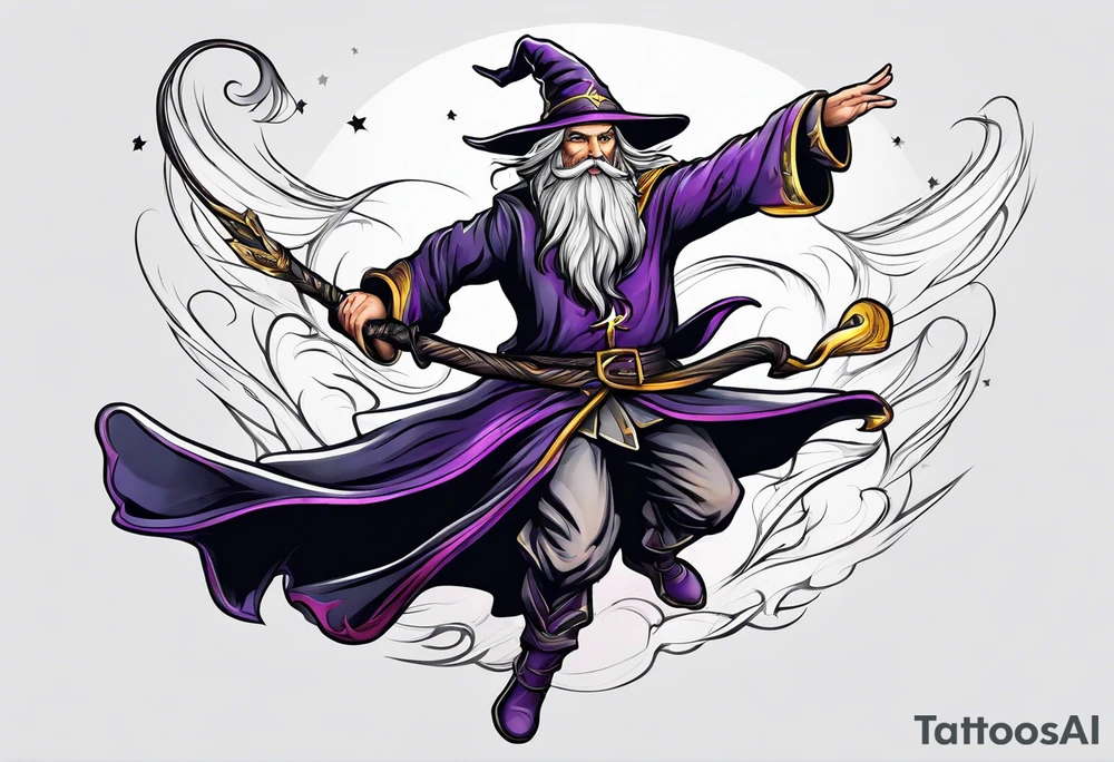 leaping wizard tattoo idea