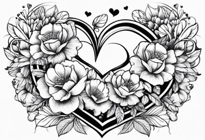 Flowers with love hearts with uplifting 
words in the heart tattoo idea