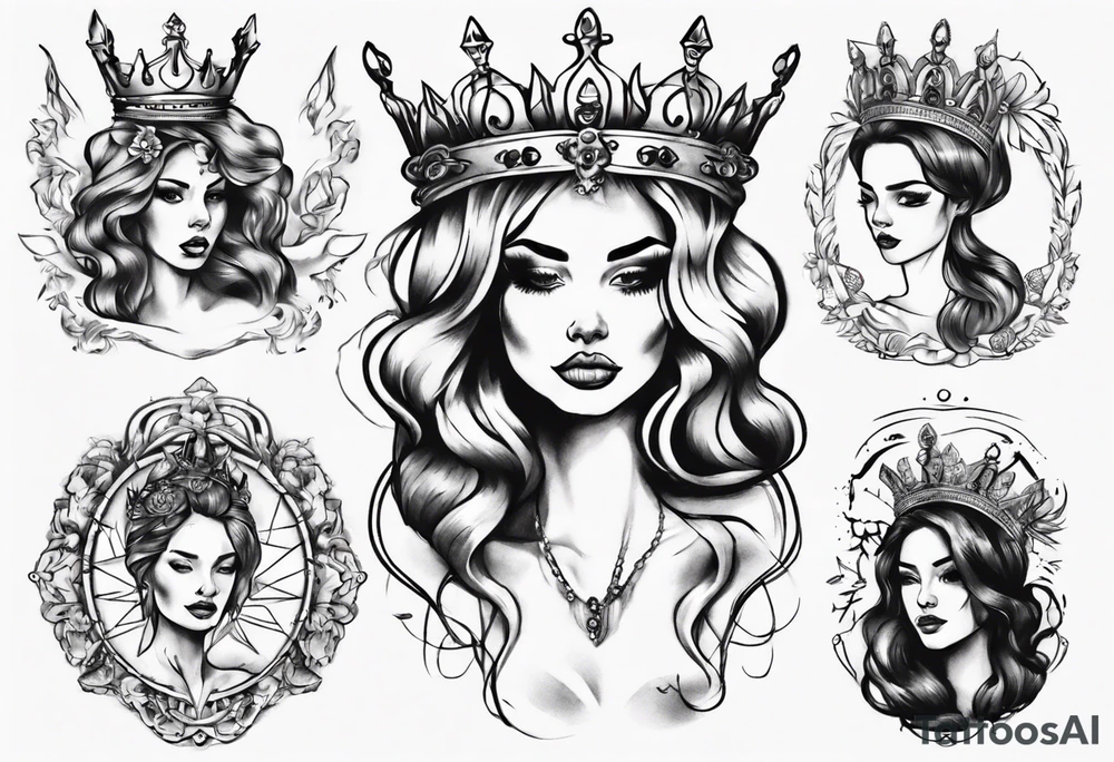 lady with a crown tattoo idea