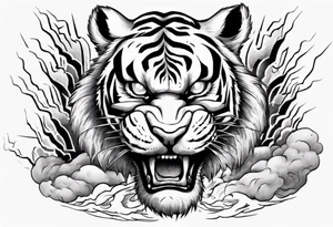 A tiger surrounded by lightning for a forearm tattoo tattoo idea