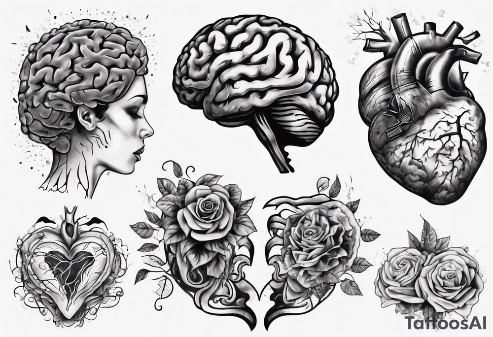 Converge human brain and human heart tattoo idea