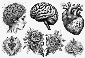 Converge human brain and human heart tattoo idea