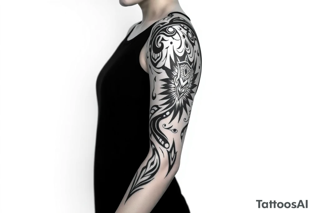 bold line shaman and indian style ready 
desingn tattoo idea
