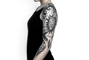 bold line shaman and indian style ready 
desingn tattoo idea