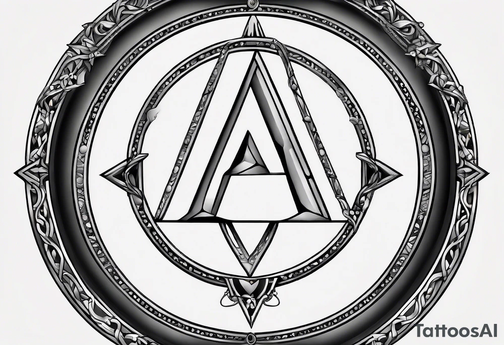 letter delta inside a chain circle, subtle, womanly, simplistic tattoo idea