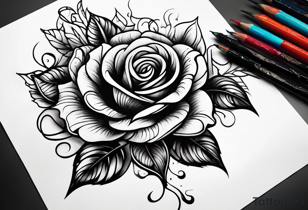 Black rose burning tattoo idea