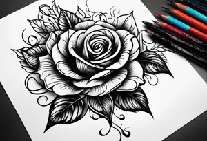 Black rose burning tattoo idea