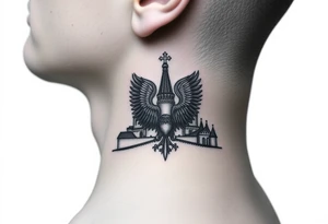 St. George 
3 russian imperial crowns above the Russian coat of arms double eagle
Russian sabre
The Kremlin or St. Basil's Cathedral scene 
on the side of my neck tattoo idea