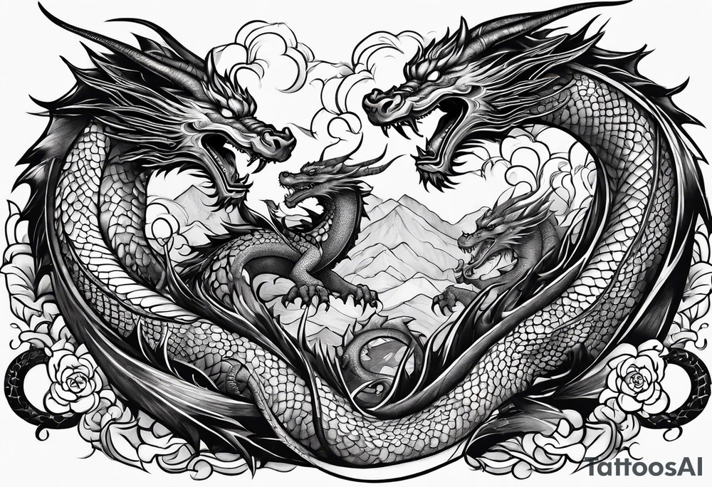 roaring dragons tattoo idea