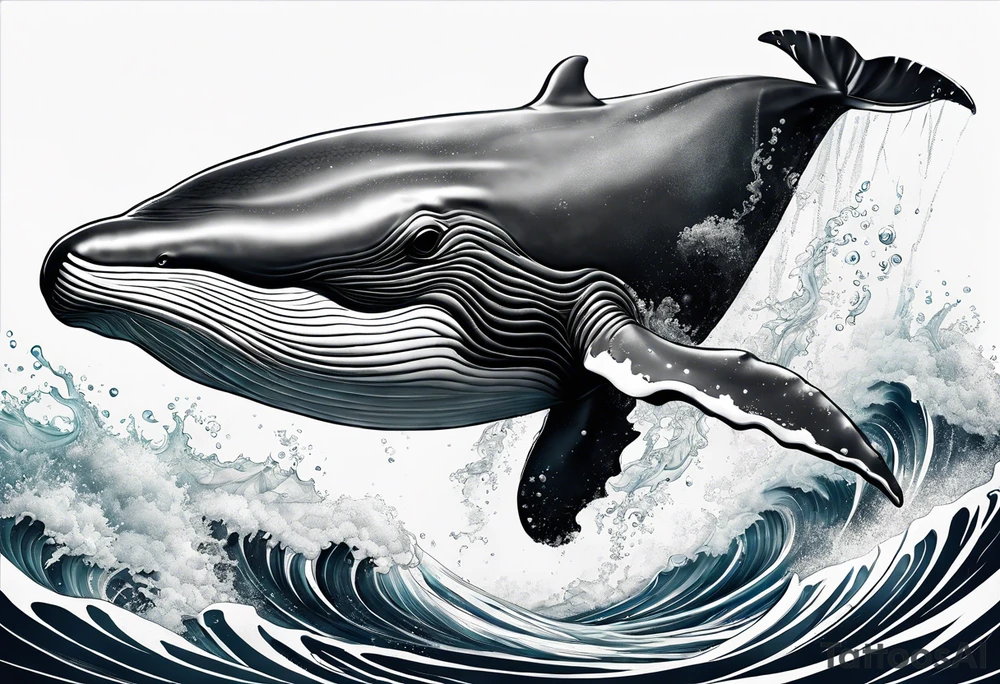 Very clean whale without background color, include also a turttle also with no background color tattoo idea