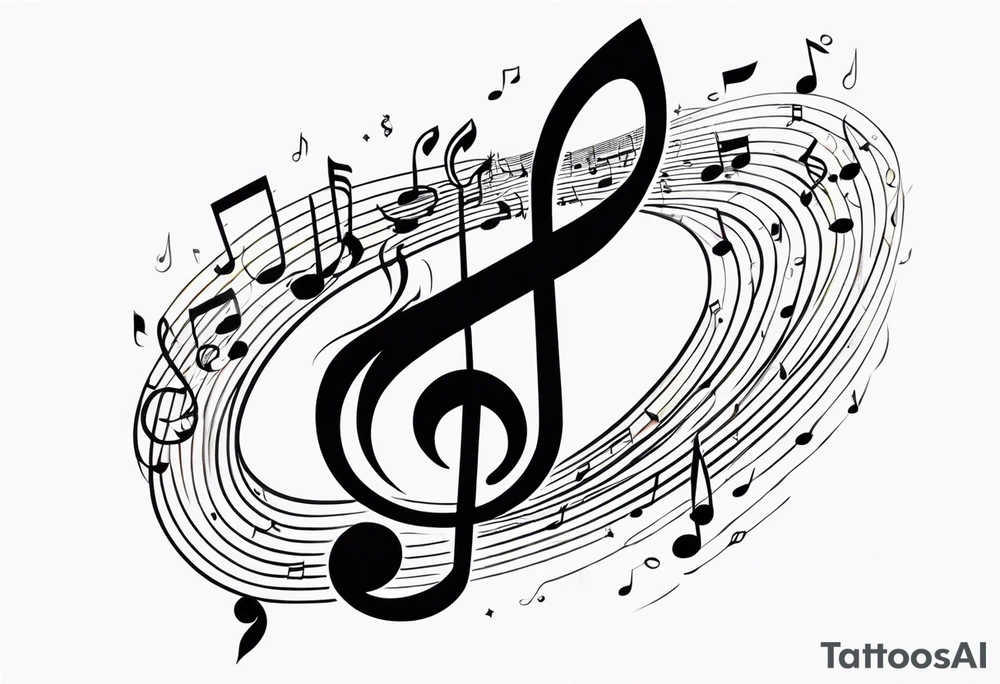 music note sleeve tattoo idea