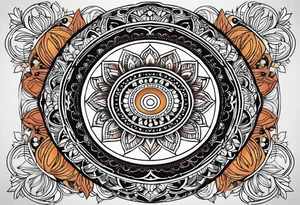 simple male moon mandala Knee tattoo in fall colors tattoo idea