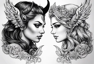 Devil and angel tattoo idea