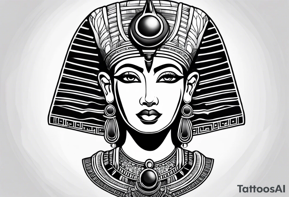black and white Egyptian goddess Isis tattoo idea