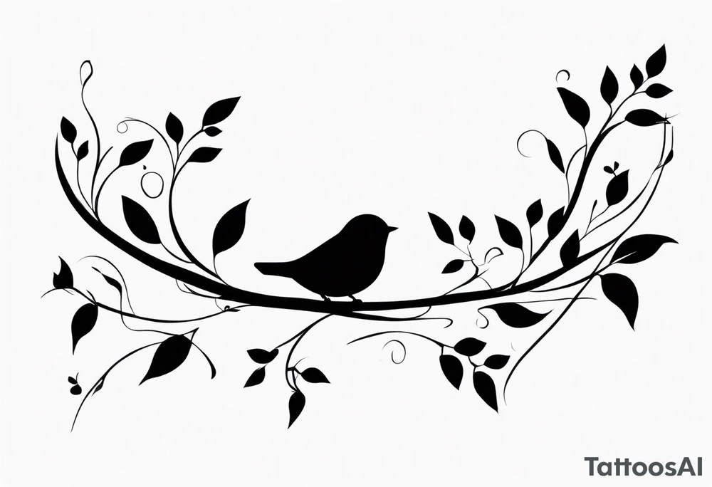 Small birds and vines tattoo idea