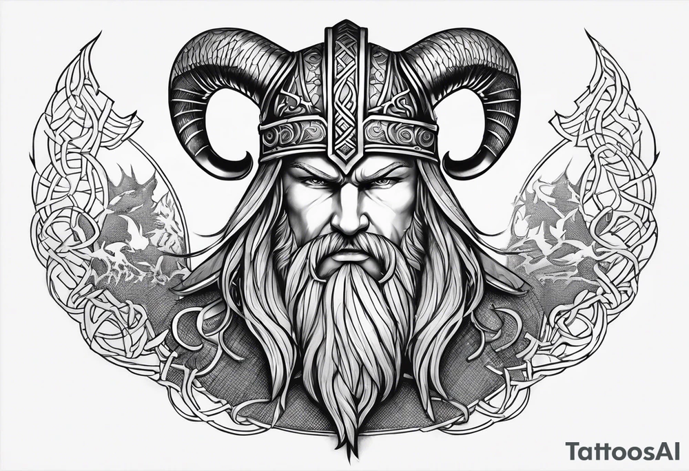 Make a viking shest tattoo dat cover the howl chest use the triple horns of Odin and the web of wyrd tattoo idea