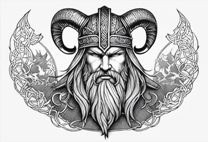 Make a viking shest tattoo dat cover the howl chest use the triple horns of Odin and the web of wyrd tattoo idea