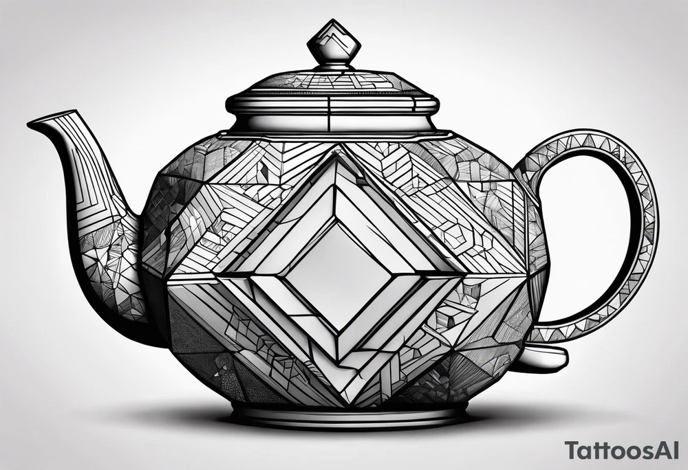 Teapot with 3-d cube tattoo idea