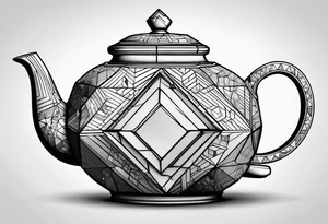 Teapot with 3-d cube tattoo idea