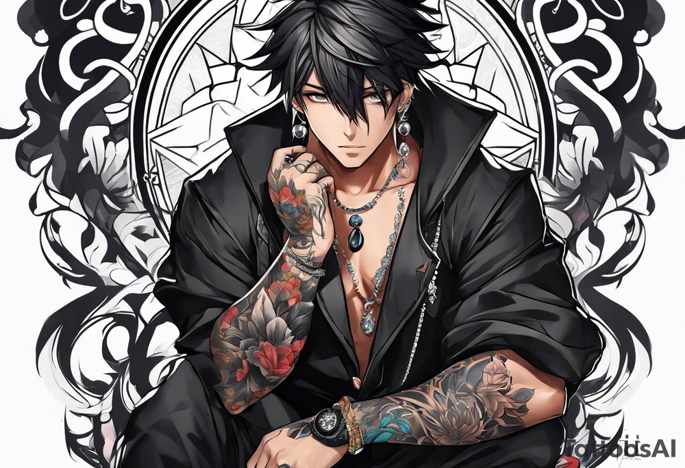 A male black anime character tattoo idea