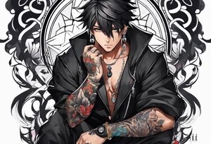 A male black anime character tattoo idea