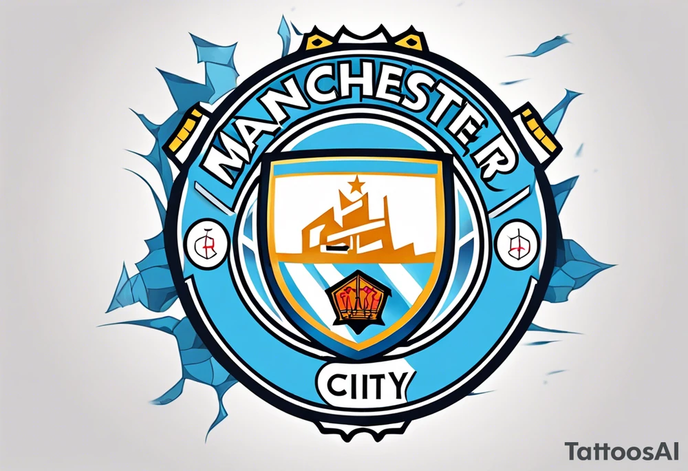 Manchester City football club logo or crest with creative background tattoo idea