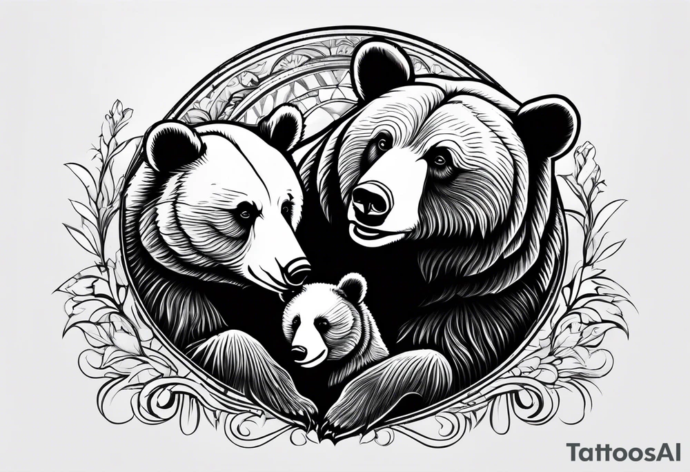 mother bear with cub facing each other looking at each other tattoo idea