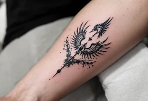 deux corbeau
épée 
un crane
un coeur tattoo idea