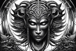 Japanese tattoo in the style of Giger tattoo idea