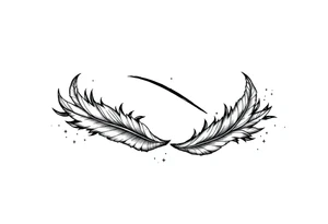 infinity symbol woven with floating feathers and stardust tattoo idea