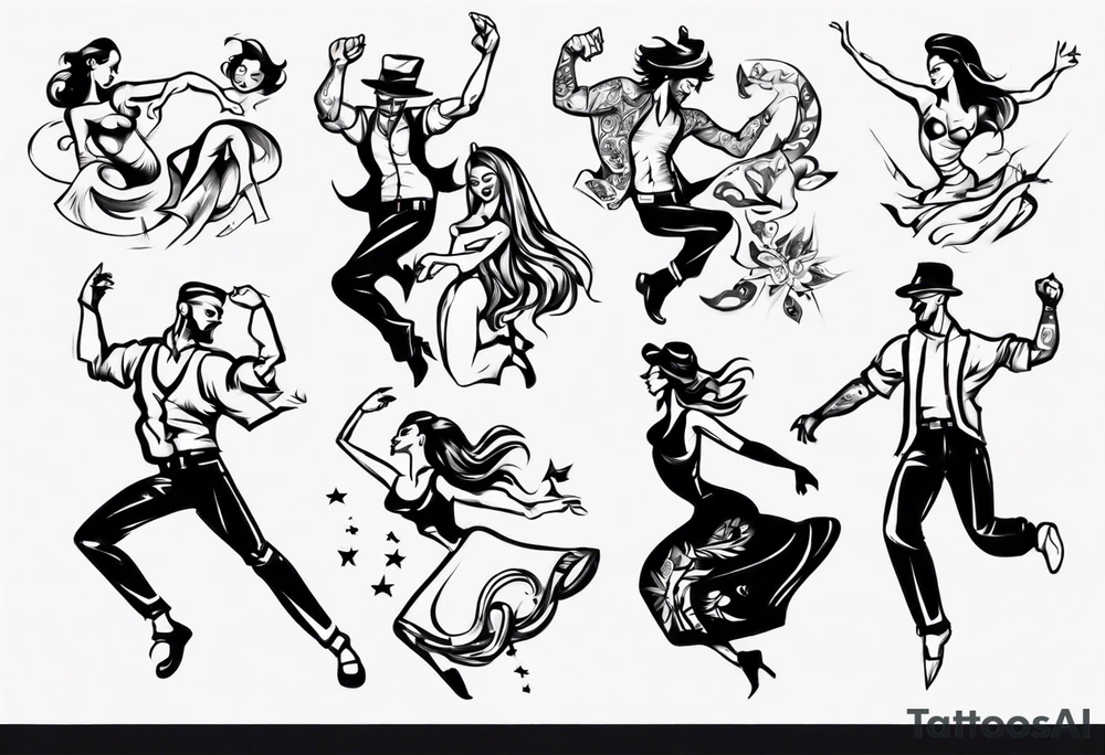 Dancing guy and girl tattoo idea