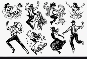Dancing guy and girl tattoo idea
