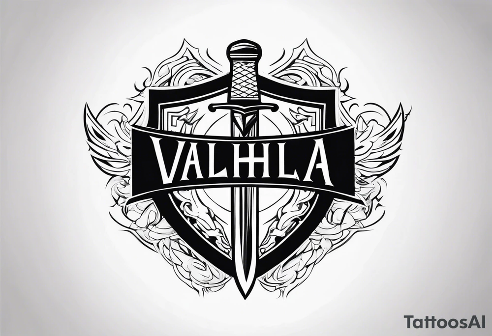 Valhalla sword shield lightning tattoo idea